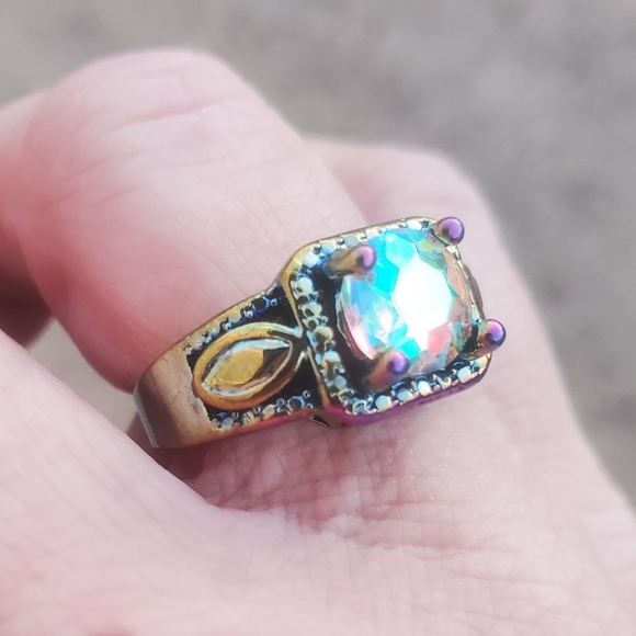 New Aurora Borealis Rainbow Hematite Ring. - Picture 4 of 13